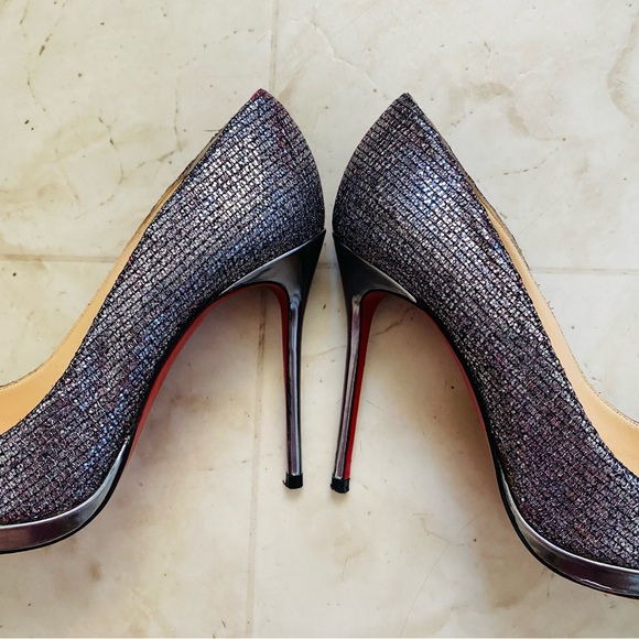 Christian Louboutin Lady Glitter Filo 120 Silver Metallic Pumps Heels size 6/36 - Picture 6 of 12